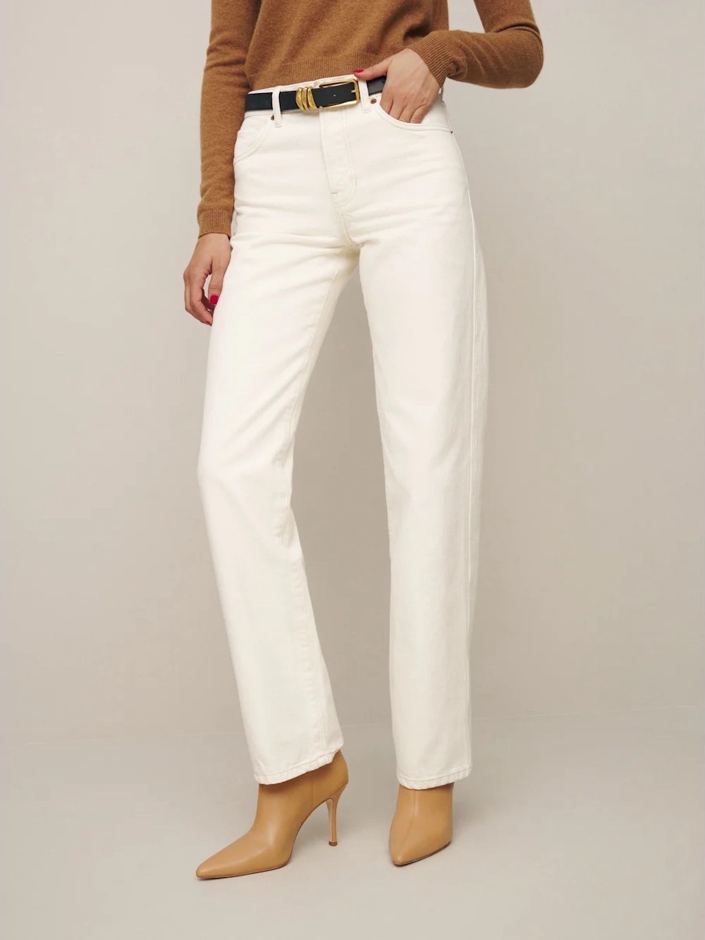 Reformation x Camille Rowe Rowe Relaxed Straight Leg Jeans in Fior Di Latte